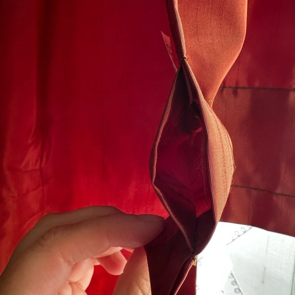 Set of 2 Taffeta Curtains drapes size 54” by 95” embroidered color copper